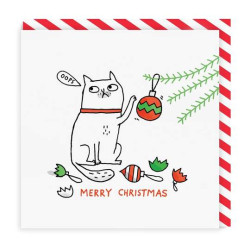 Oops Cat Merry Christmas Square Christmas Card