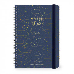 LARGE WEEKLY SPIRAL BOUND DIARY 12 MONTH 2022 - STARS