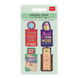NEVER STOP READING - SET OF MAGNETICBOOKMARKS - TRAVEL